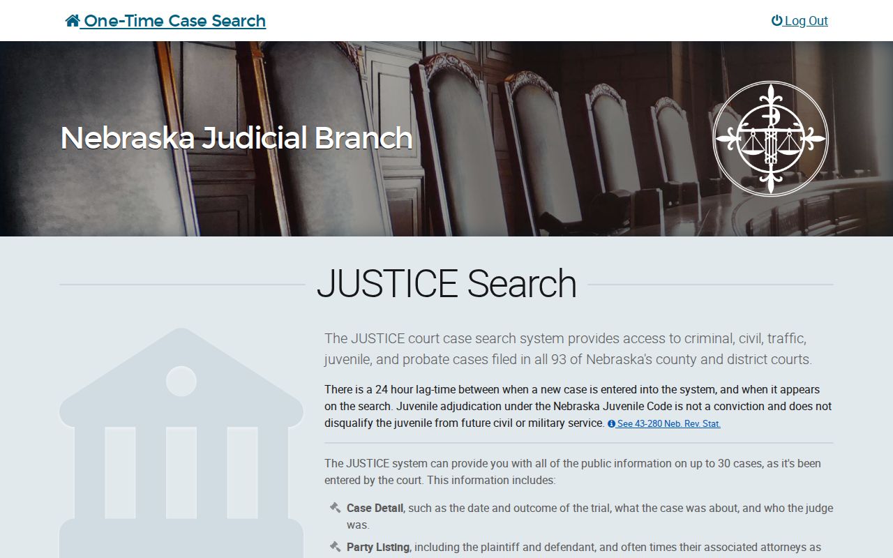 Cherry County warrant and court records search interface